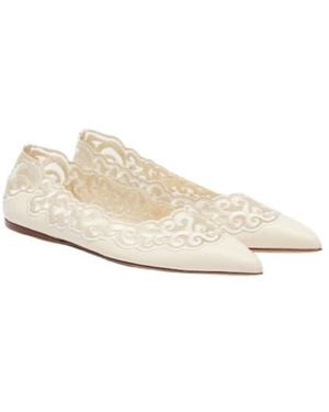Gabriela Hearst Ziva Embroidered Leather Ballet Flats - Natural