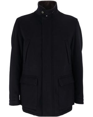 Lardini Stand Collar Field Coat - Blue