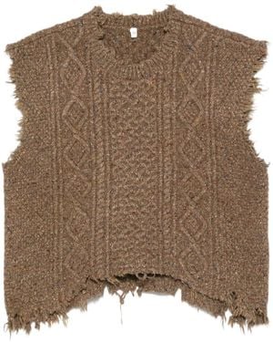R13 Cable-Knit Frayed Sweater - Brown