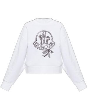 Moncler Crew Neck Long-Sleeved Sweatshirt - White