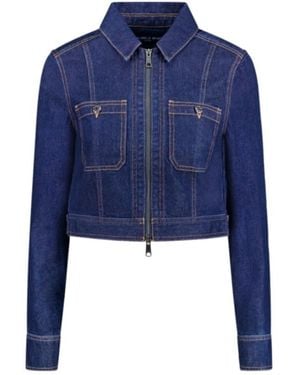 Veronica Beard Patty Fitted Long Sleeve Denim Jacket - Blue