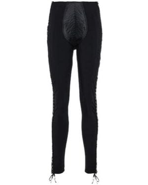 Jean Paul Gaultier X Lotta Volkova Lace-Up Satin And Mesh Leggings - Black