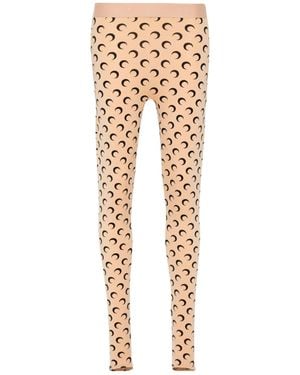Marine Serre Moon Printed Skinny-Cut Leggings - Natural