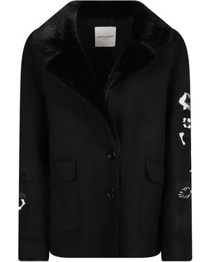 ERMANNO FIRENZE Long-Sleeve Single-Breasted Jacket - Black