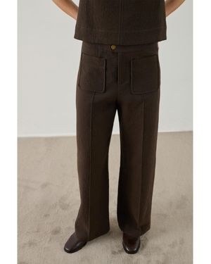 Soeur Classic Straight-Leg Casual Pants - Brown