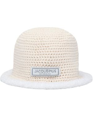 Jacquemus Le Bob Bordino Cable Knit Bucket Hat - White