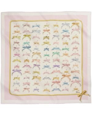 Dior Delicate Bow90 Square Scarf - White