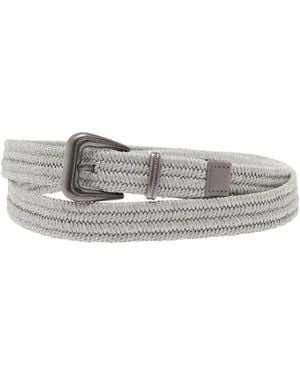 Brunello Cucinelli Rustic Woven Buckle Belt - White