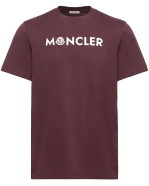 Moncler Logo Cotton T-Shirt - Purple