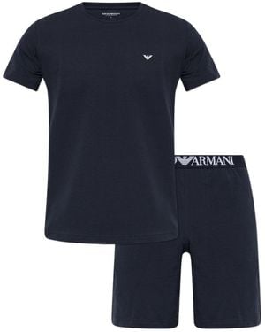 Emporio Armani Logo Waistband Pyjamas - Blue