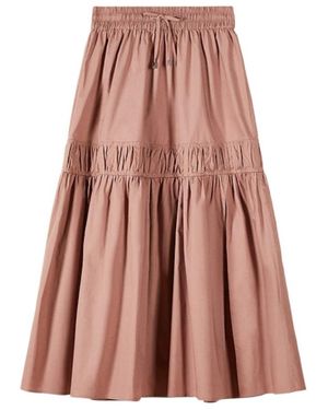 Patrizia Pepe Drawstring-Waist Tiered Midi Skirt - Pink