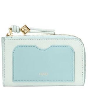 Fendi Ff Diamonds Card Case Pouch - Blue