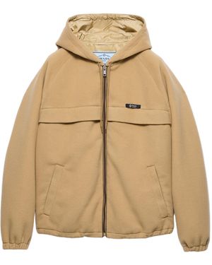 Prada Zip-Up Fleece Hoodie - Natural