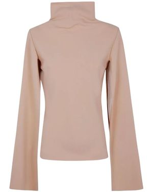 Alberta Ferretti High-Neck Cape-Sleeved Top - Pink