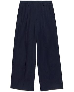 Ami Paris Pleated Long-Length Trousers - Blue