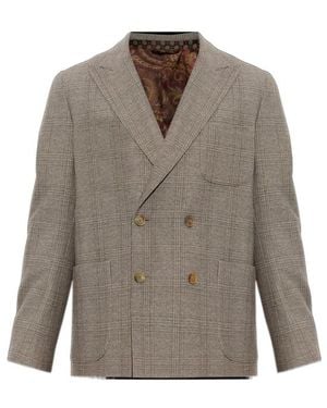 Etro Lapel Long-Sleeved Suit Jacket - Gray