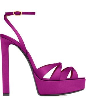 Saint Laurent Chandelle Platform Sandals - Purple