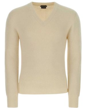 Tom Ford V-Neck Straight Hem Jumper - Natural