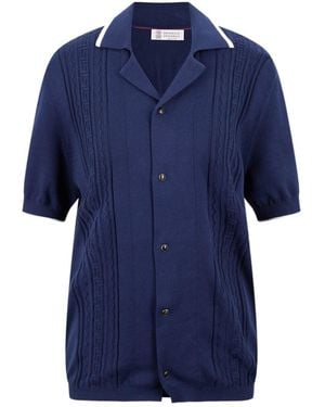 Brunello Cucinelli Short-Sleeved Knitwear - Blue
