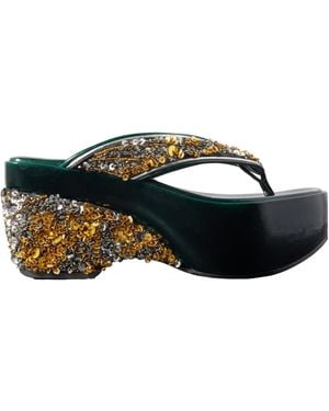 Dries Van Noten Platform High-Heeled Sandals - Green