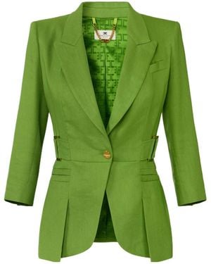 Elisabetta Franchi Linen Blend Jacket - Green