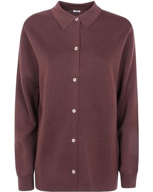 Aspesi Polo Collar Buttoned Cardigan - Purple