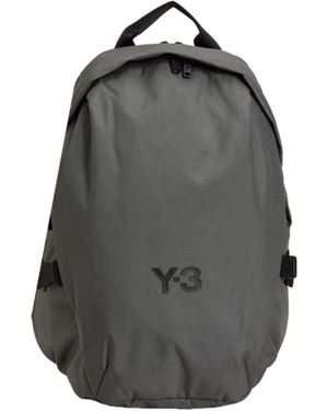 Y-3 Staple Logo Printed Backpack - Grey