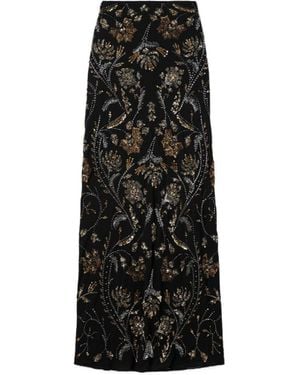 Veronica Beard Medina Embellished Crepe Maxi Skirt - Black