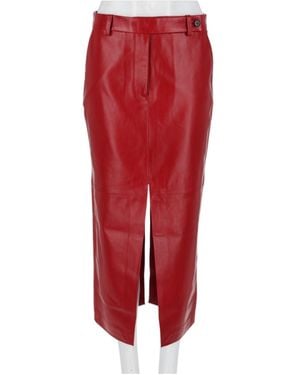 Co. Split-Front Leather Skirt - Red