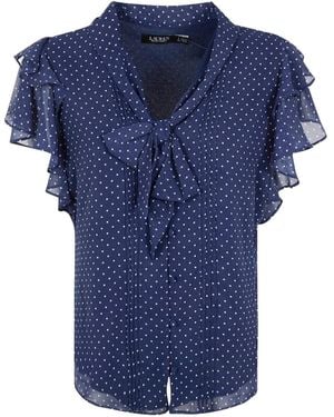 Ralph Lauren "Prugan" Short Sleeve Blouse - Blue