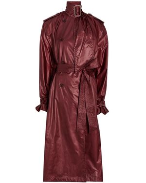 Saint Laurent Lavallière Double-Breasted Nylon Trench Coat - Red