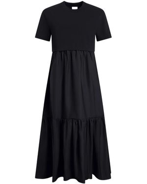Patou Short-Sleeves Midi Dress - Black