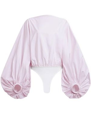 Alaïa Alaïa Ballon Open-Back Bodysuit Top - Purple