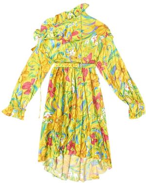 Balenciaga Floral Off Shoulder Dress - Yellow