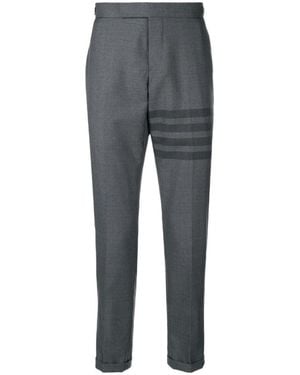 Thom Browne Piece Slim Casual Trousers With Decorative Patterns - Grey