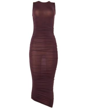 Wolford Asymmetric Ruched Midi Dress - Red