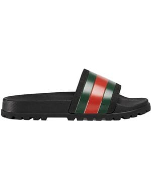 Gucci Pursuittreck Striped Rubber Slides - Black