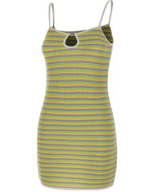 CASABLANCA Bourgeois Striped Knitted Mini Dress - Green