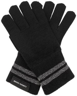 Canada Goose Metallic-Stripe Merino-Knit Gloves - Black
