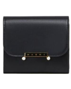 Marni Leather Envelope Trifold Wallet - Black