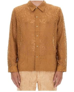 Séfr Maui Lace-Detail Shirt - Brown