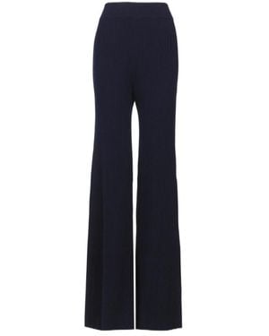 Chloé Ribbed Knitted Flared Casual Trousers - Blue