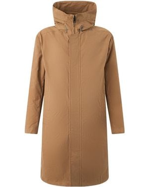 Herno Hooded Zip-Front Coat - Brown