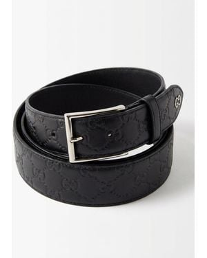 Gucci Signature Belt With Gg Detail - Black