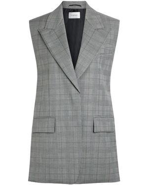 Sportmax Plaid Wool Sleeveless Blazer - Gray