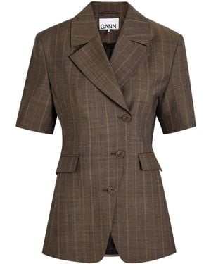 Ganni Wool Suit Jacket - Brown