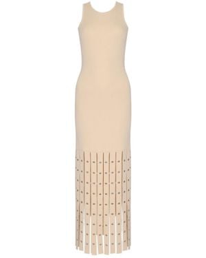 Patrizia Pepe Studded Fringe Dress - White