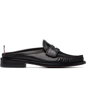 Thom Browne Calf Flexible Leather Mule Penny Mule - Black