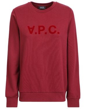 A.P.C. Flocked Logo Crewneck Sweatshirt - Red