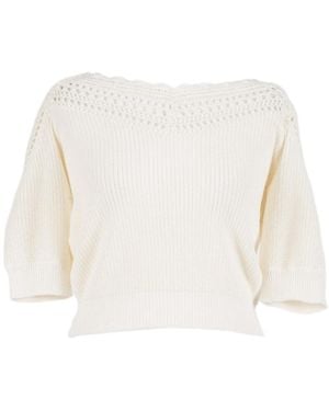 Twinset Openwork Detail Knit Sweater - White